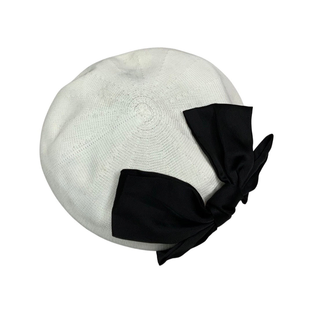 Vintage Black White Large Bow Beret