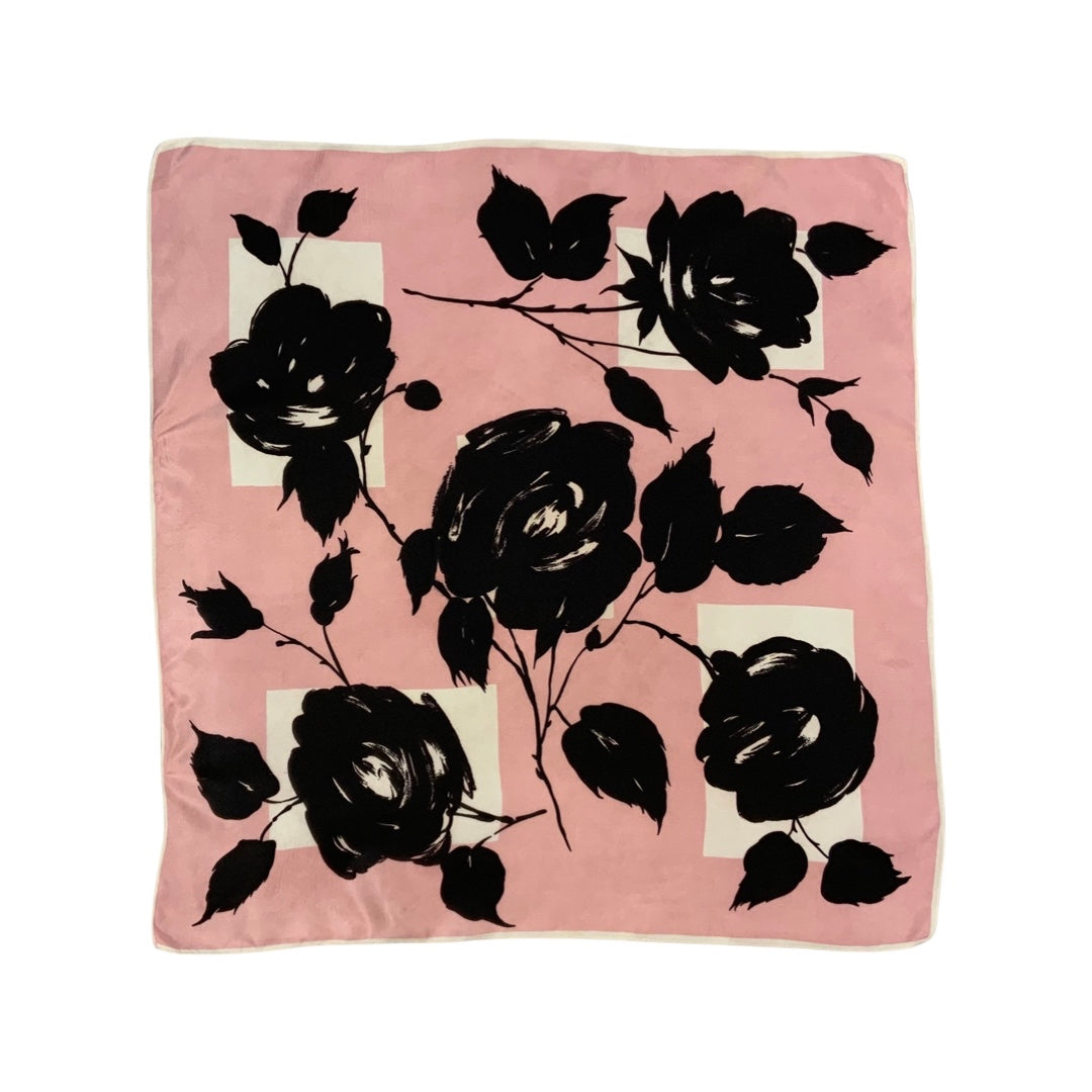 Vintage Pink Black Floral Scarf