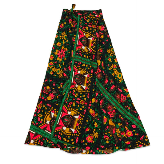 Vintage Multicoloured Wrap Around Maxi Skirt