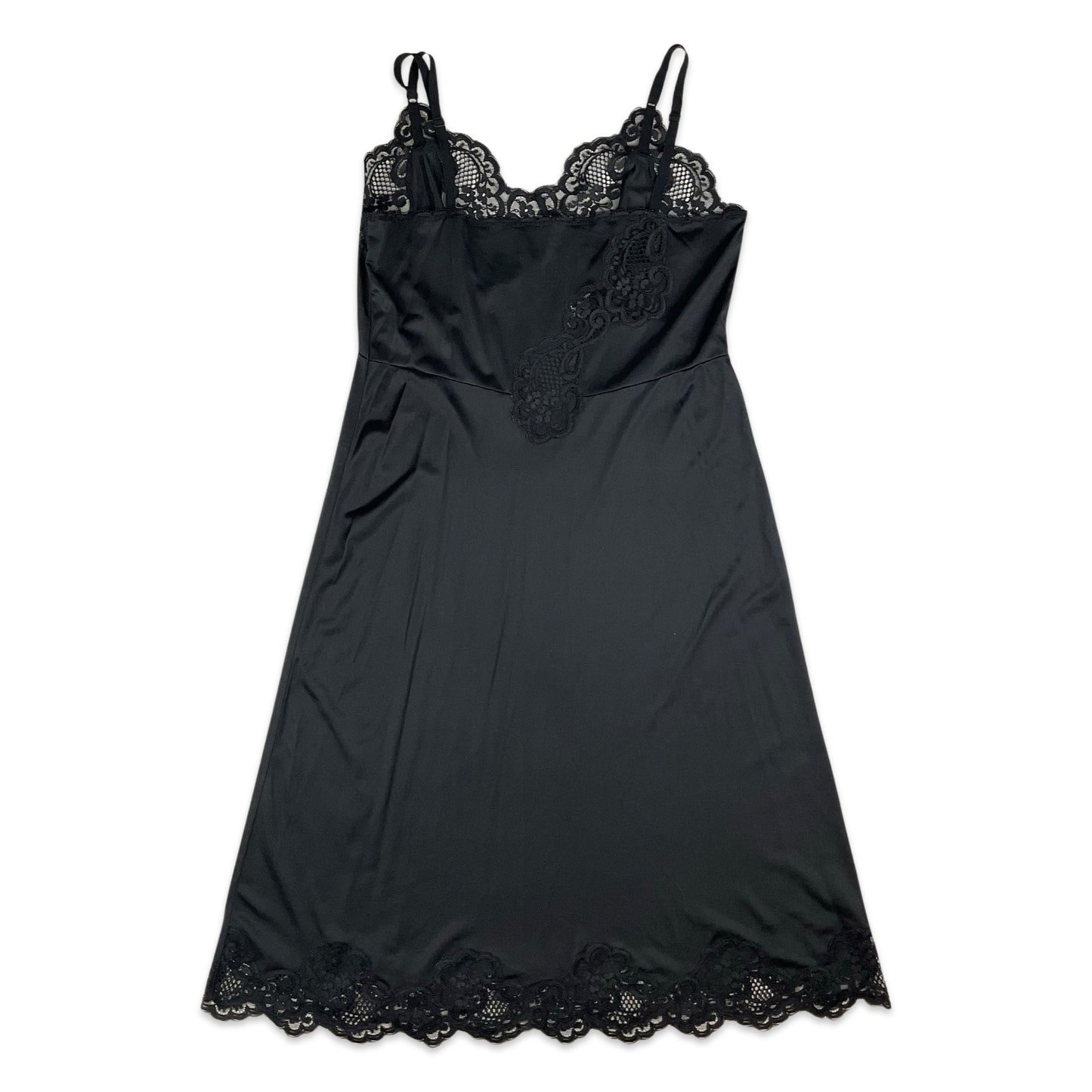 90s Black Midi Slip Dress 6 8 10