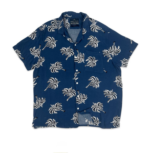 Angelo Litrico Blue Palm Tree Print Shirt L XL