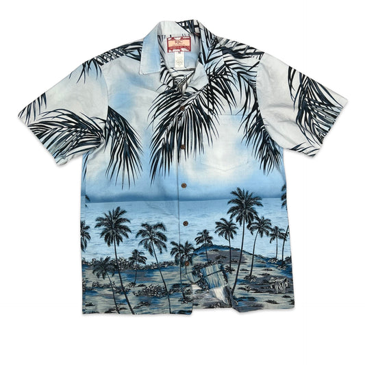 Vintage RJC Made in Hawaii Blue Hawaiian Shirt M L