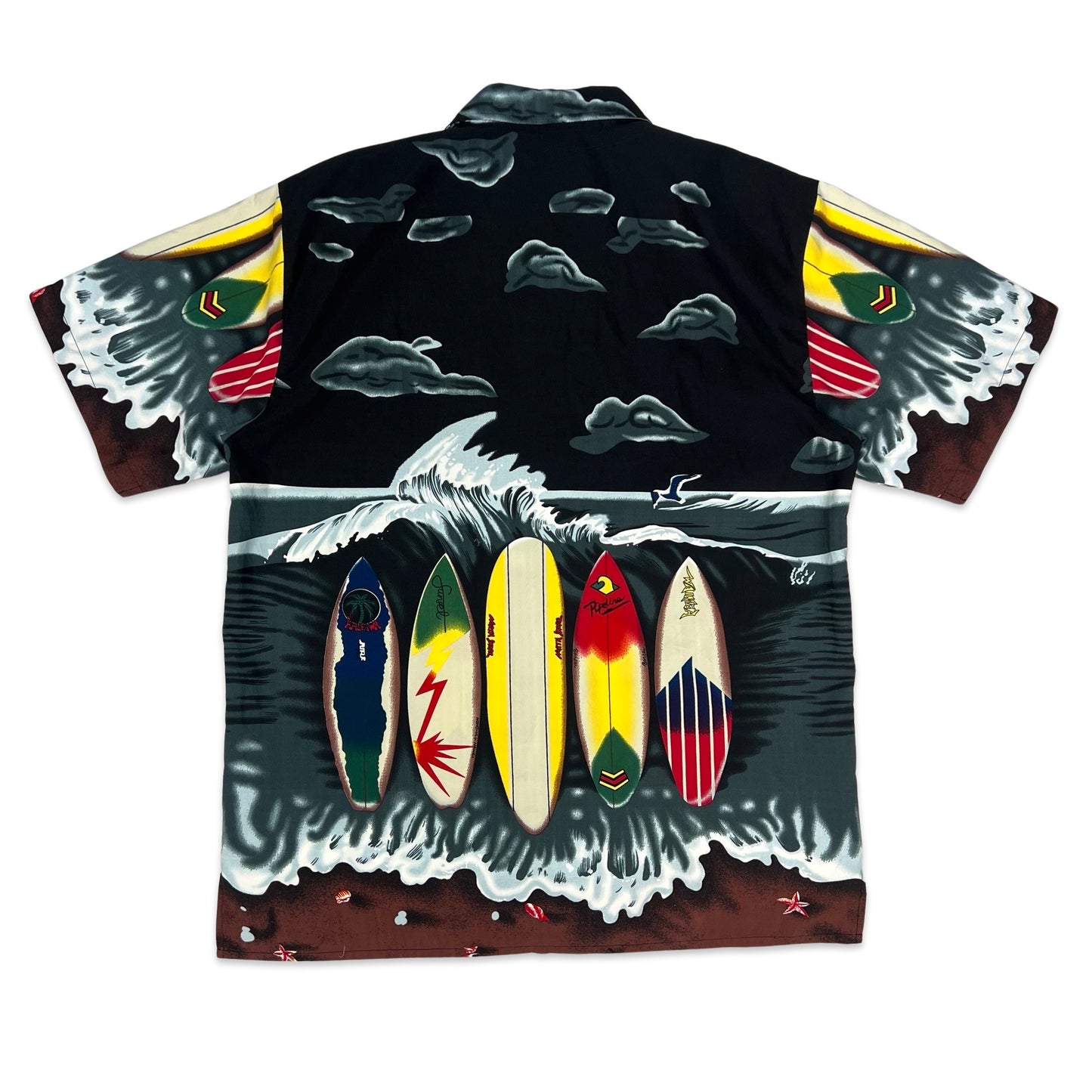 Vintage Surfboard Print Hawaiian Shirt L XL