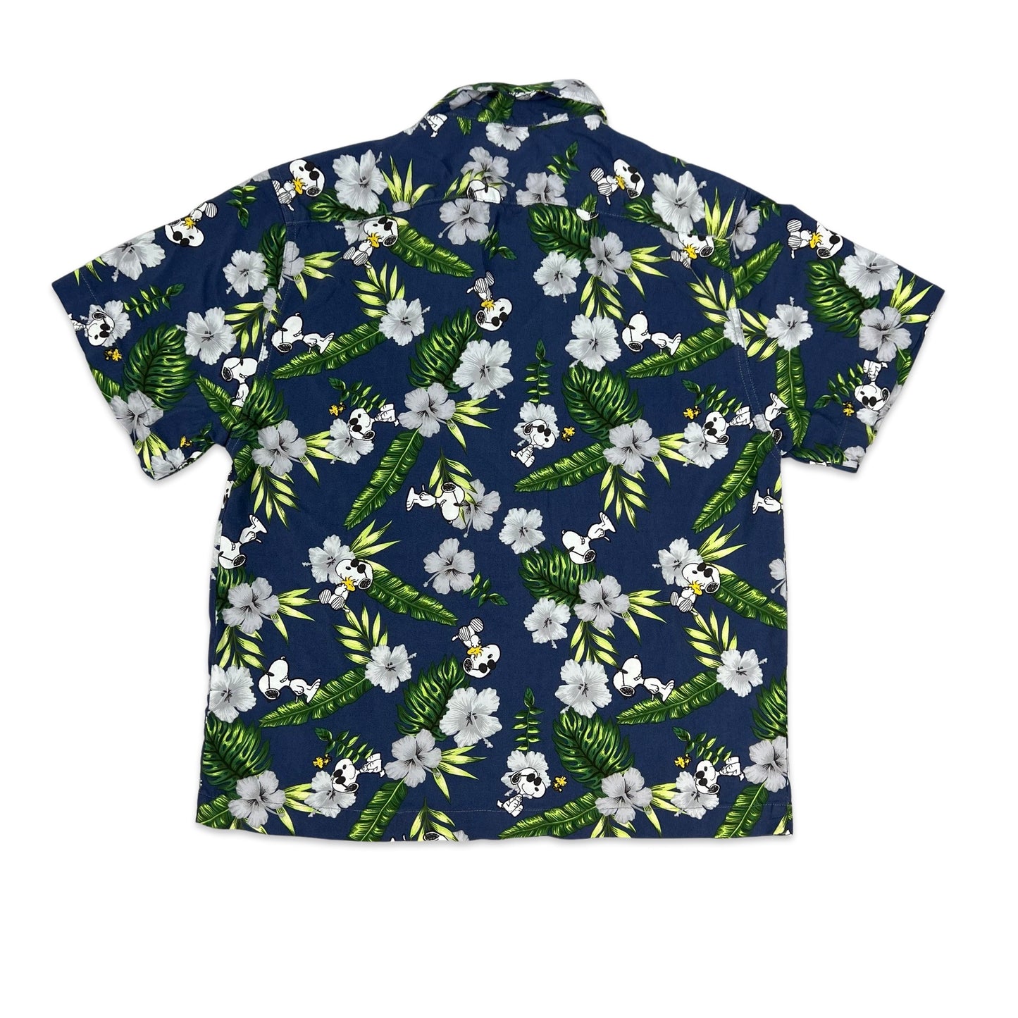 Peanuts Blue and Green Snoopy Print Hawaiian Shirt XS S