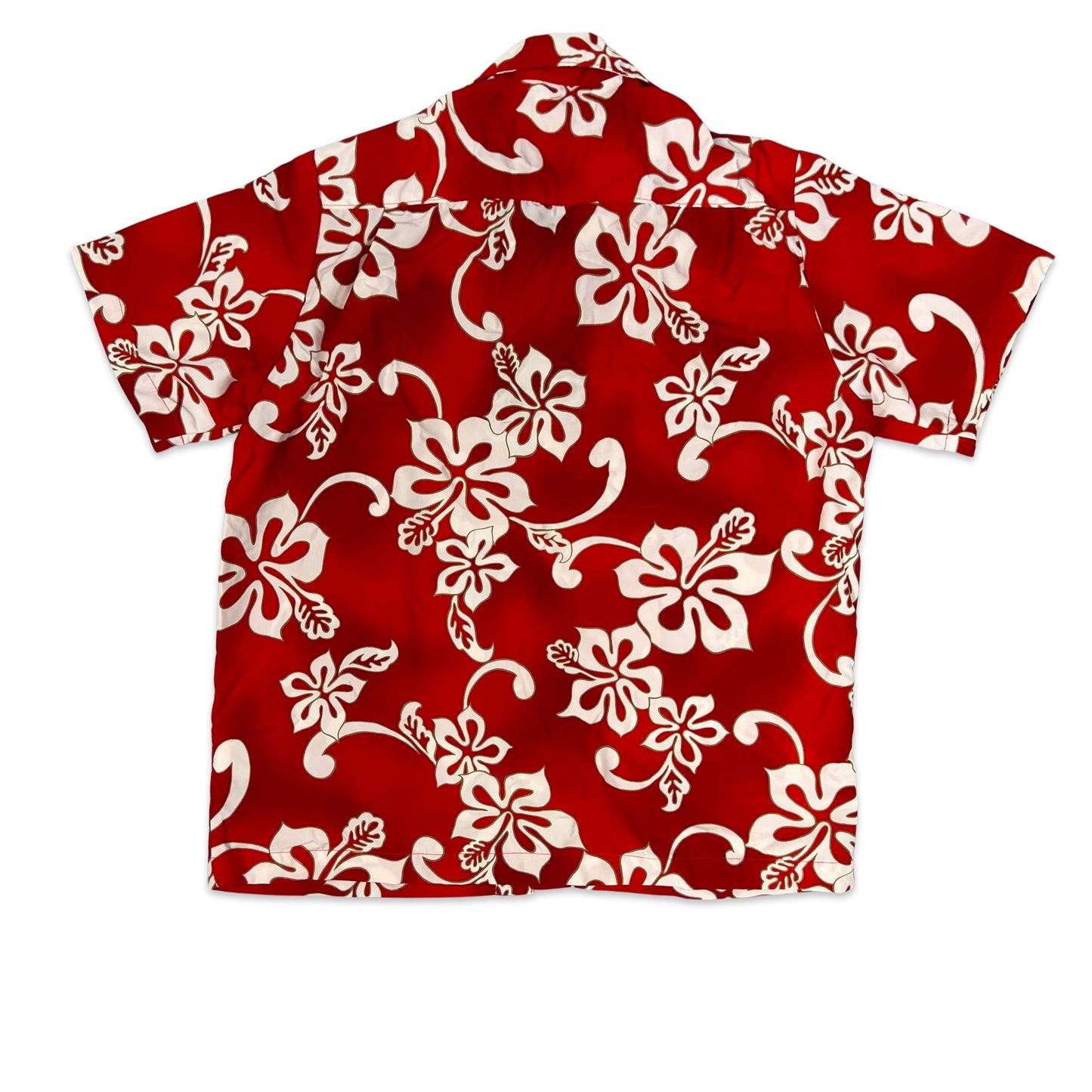 Vintage Red & White Abstract Print Hawaiian Shirt M L