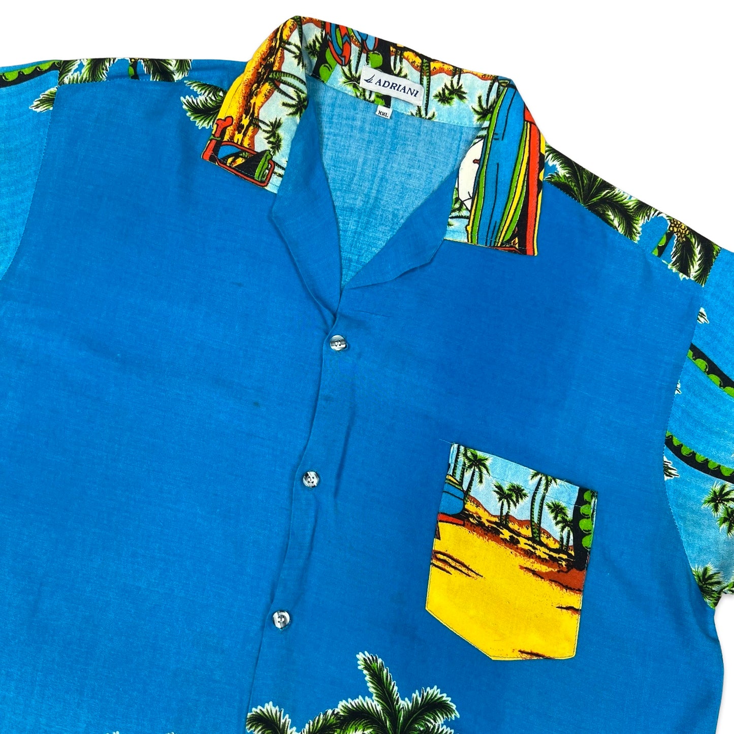 Vintage Beach Print Hawaiian Shirt L XL