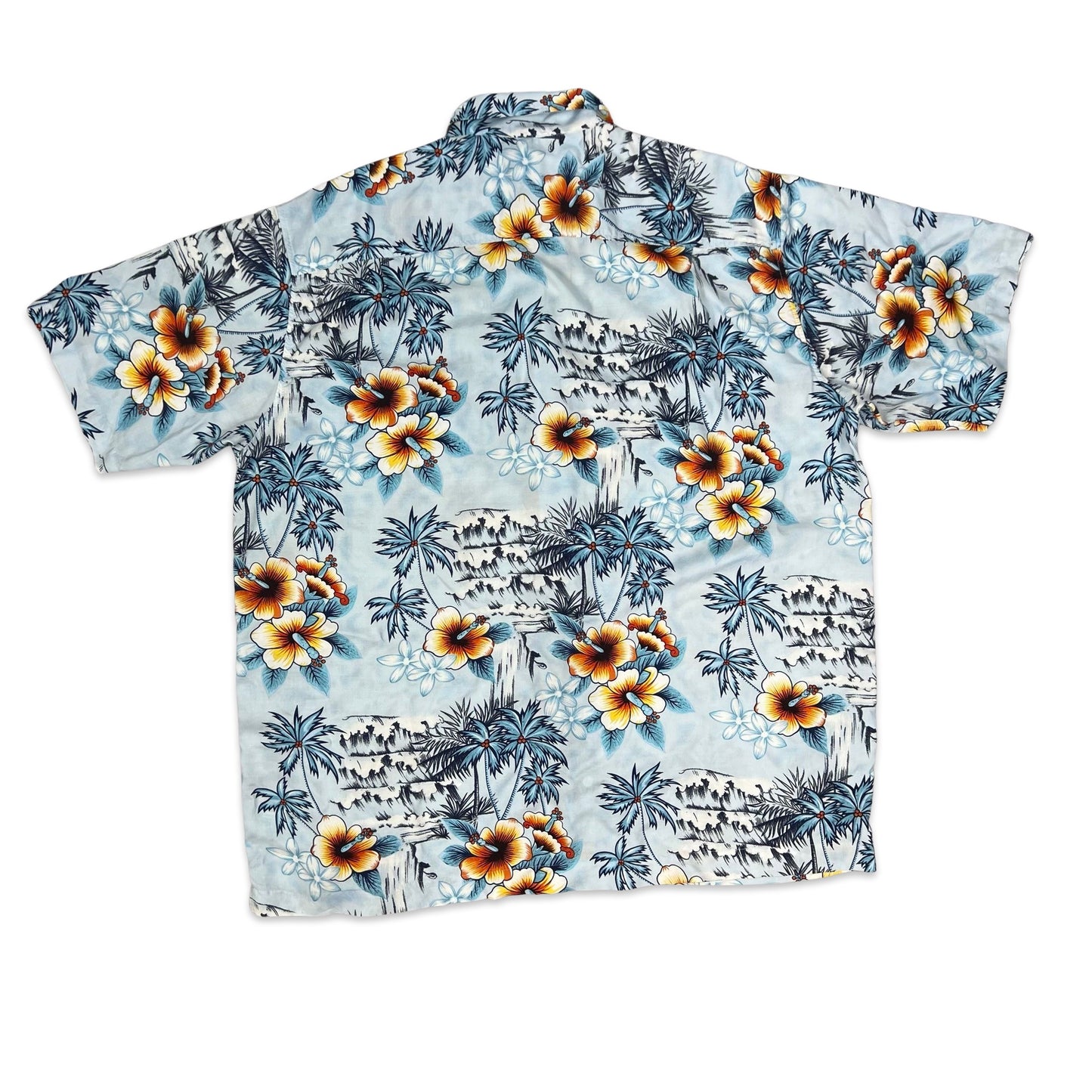 Vintage Blue Floral Hawaiian Shirt XXL 3XL