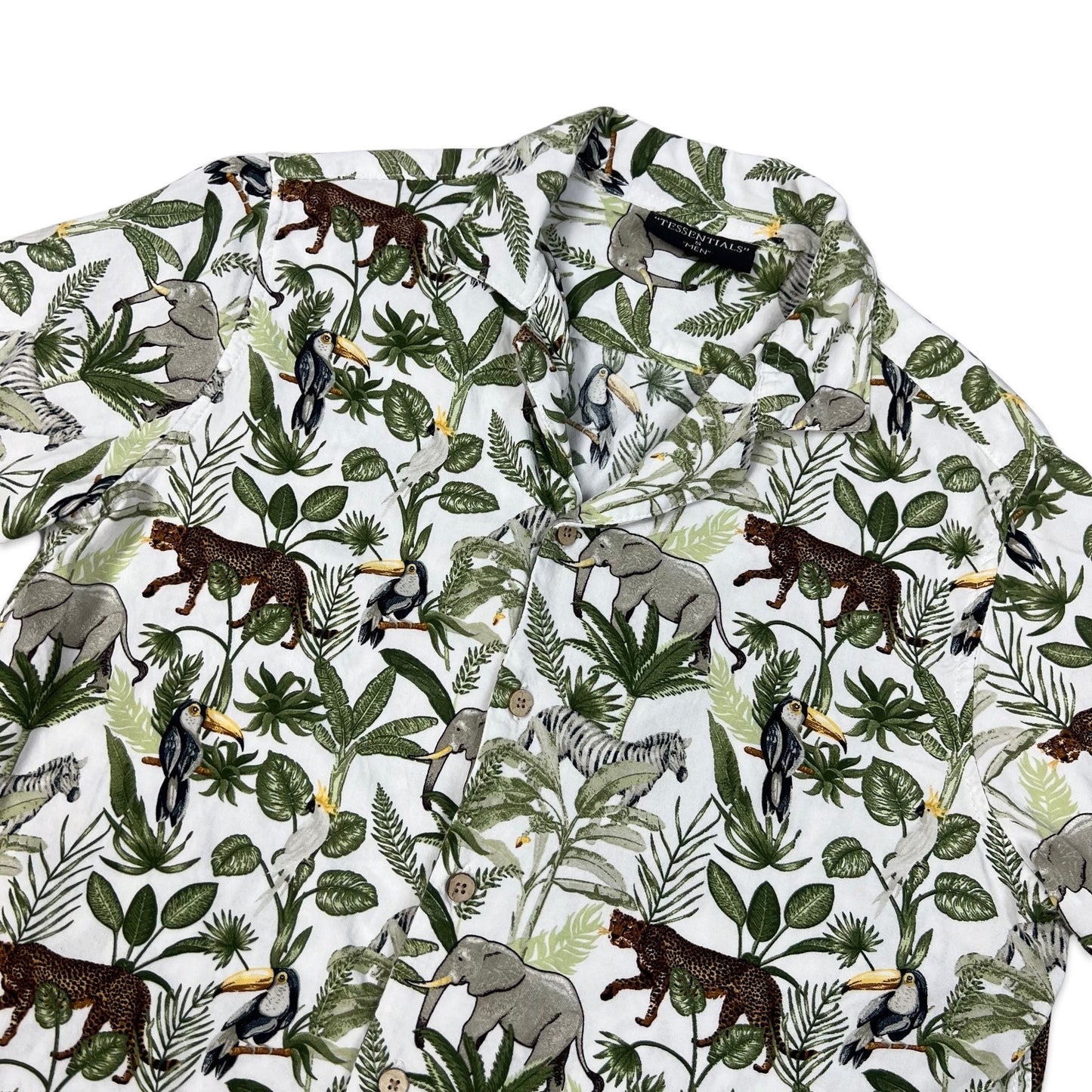 Jungle Animal Theme Print Hawaiian Shirt S M