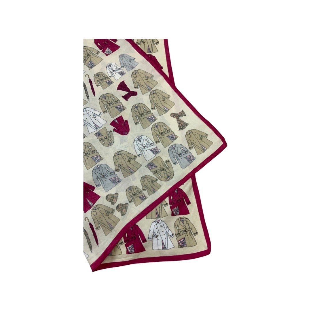 Vintage Coats and Umbrellas Patterned Silk Scarf