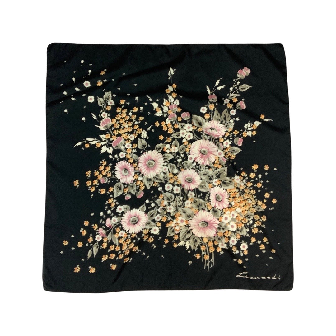 Vintage Black Floral Scarf