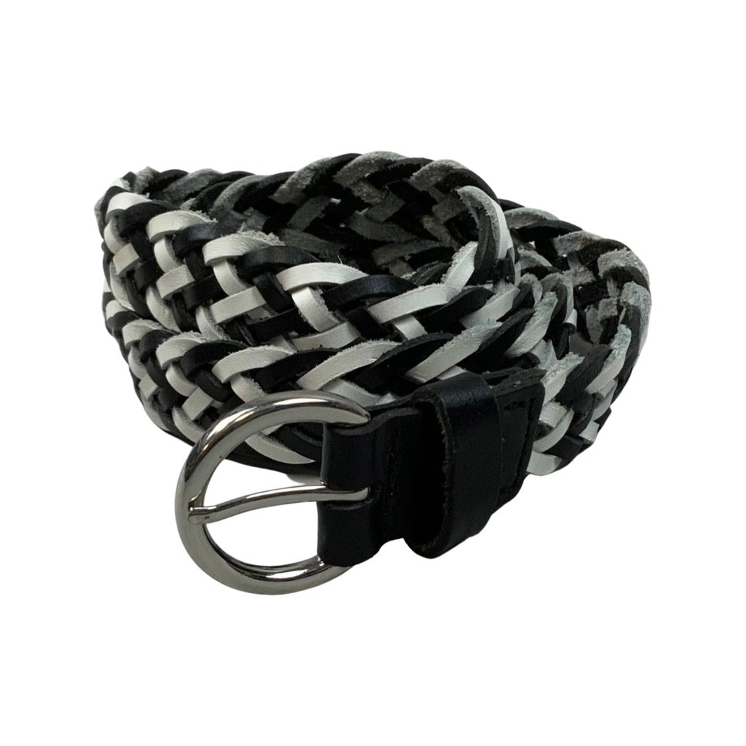 Vintage Braided Black White Leather Belt