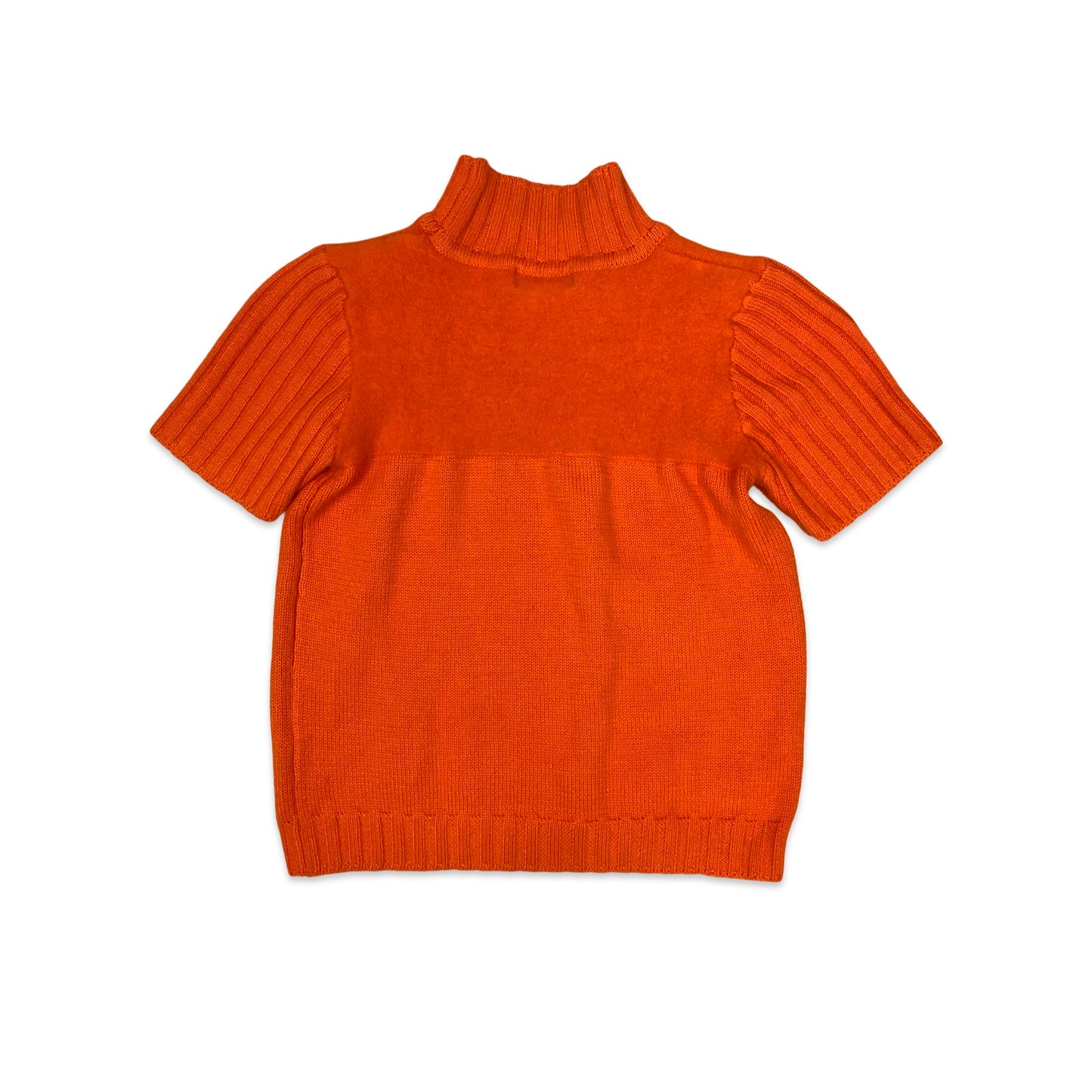 Vintage Orange Knit Turtle Neck Crop Jumper 6 8