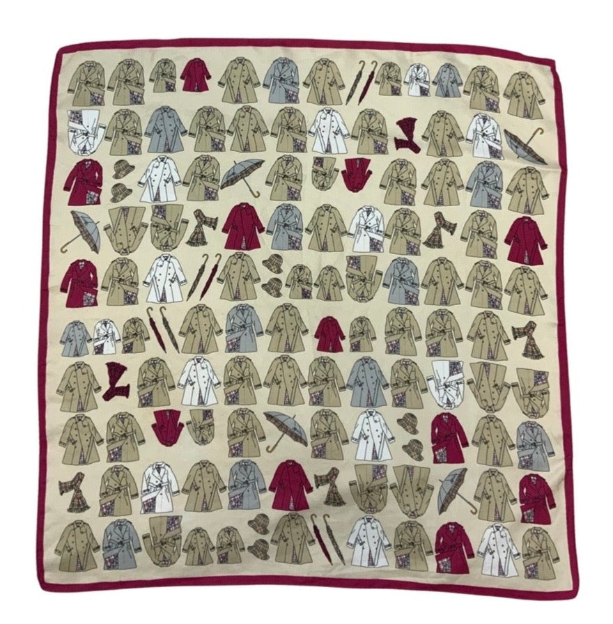 Vintage Coats and Umbrellas Patterned Silk Scarf