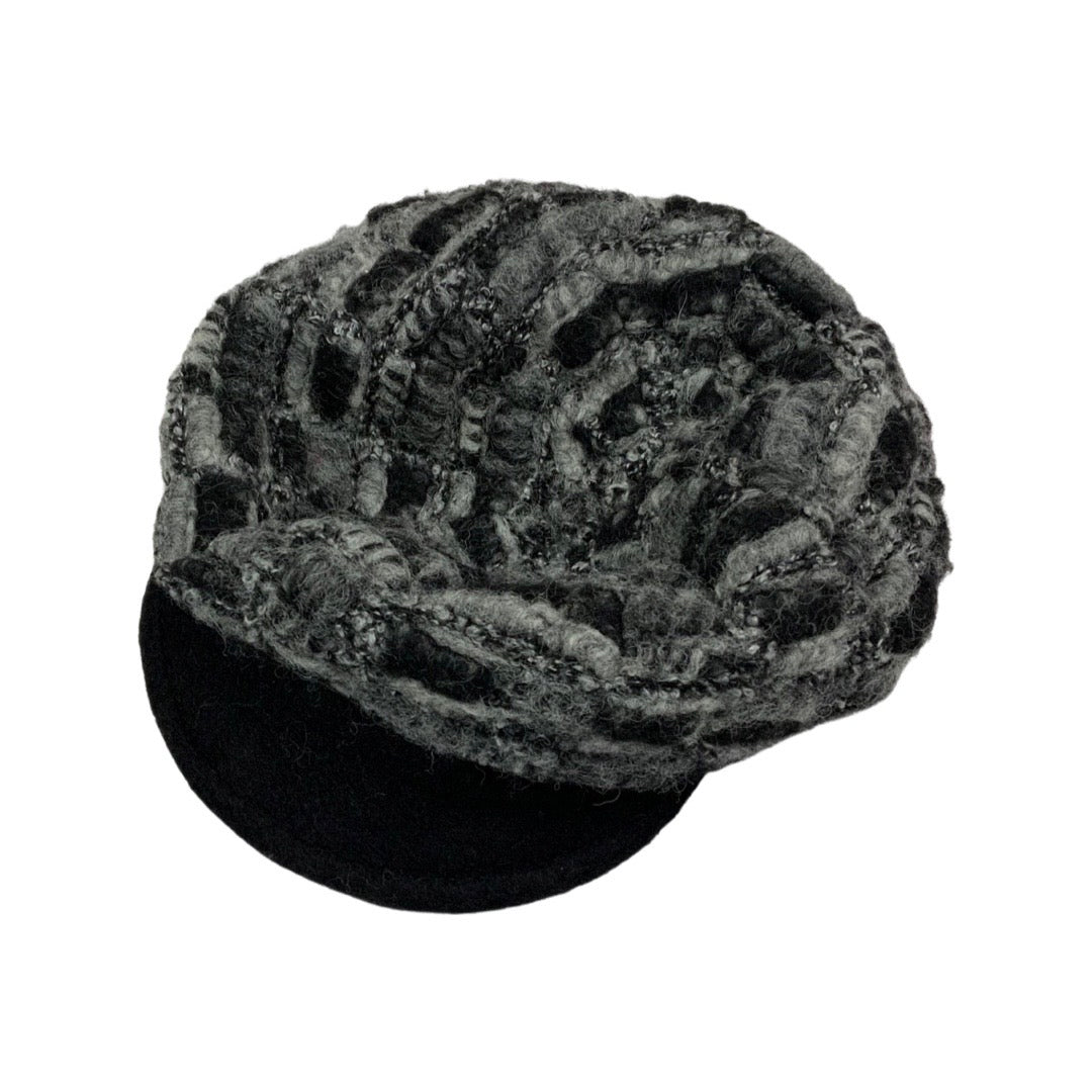 Vintage Grey Knitted Texture Peaked Beret