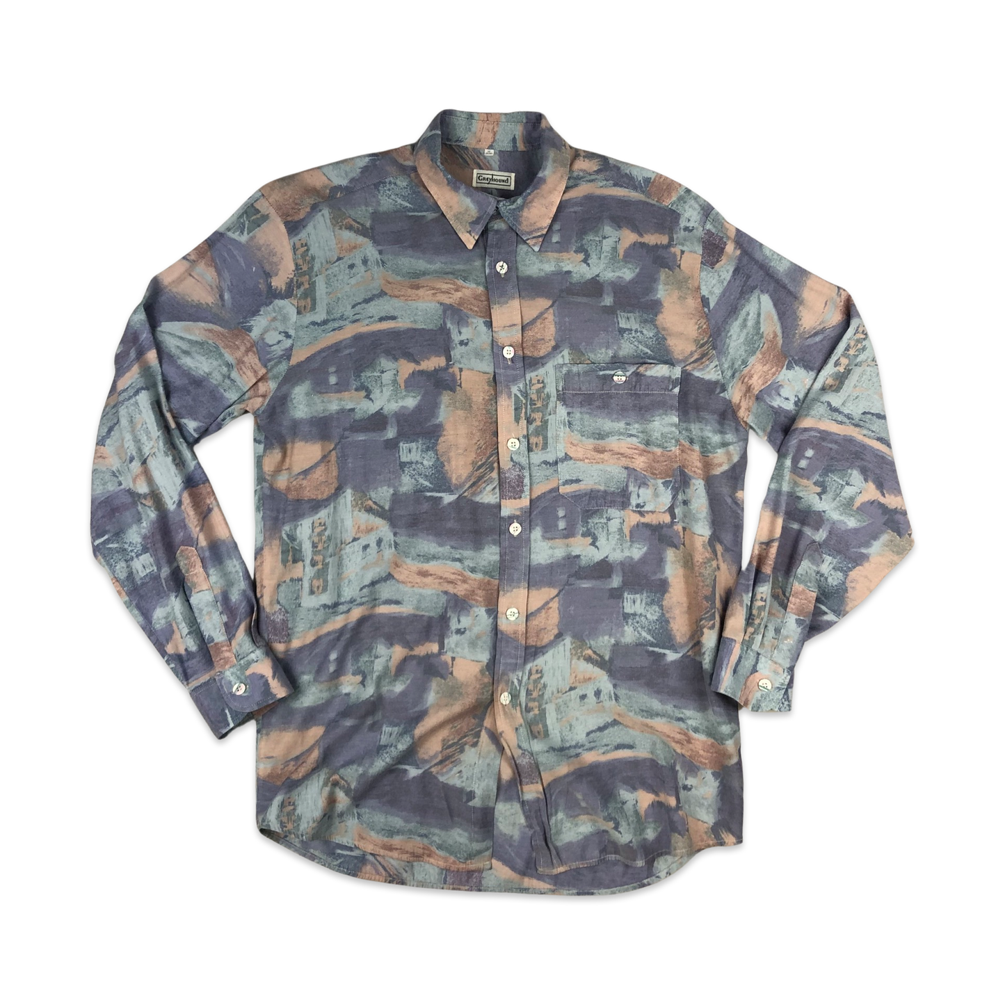 Vintage 80s Pastels Abstract Print Shirt M