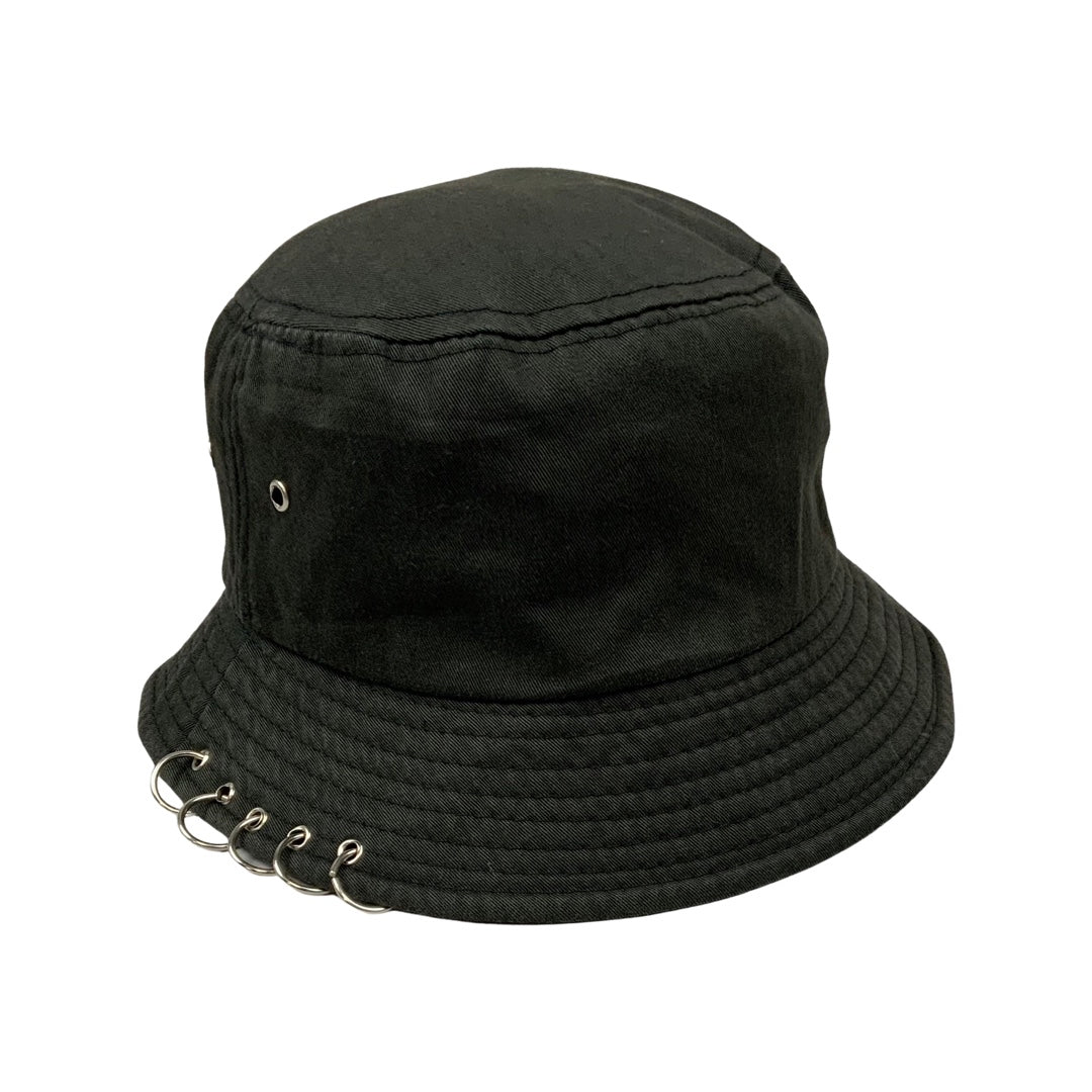 Vintage Black With Hoop Detail Bucket Hat