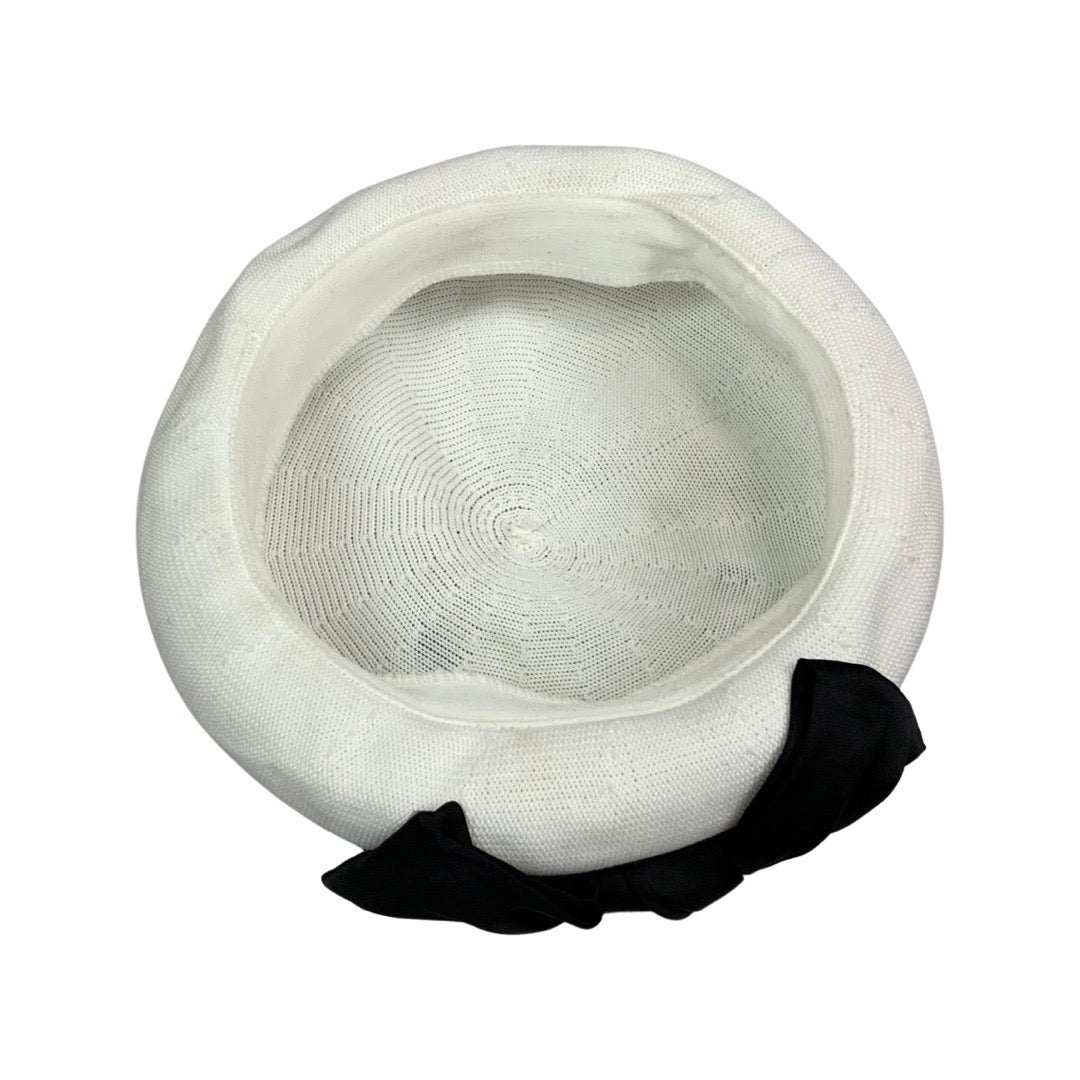 Vintage Black White Large Bow Beret