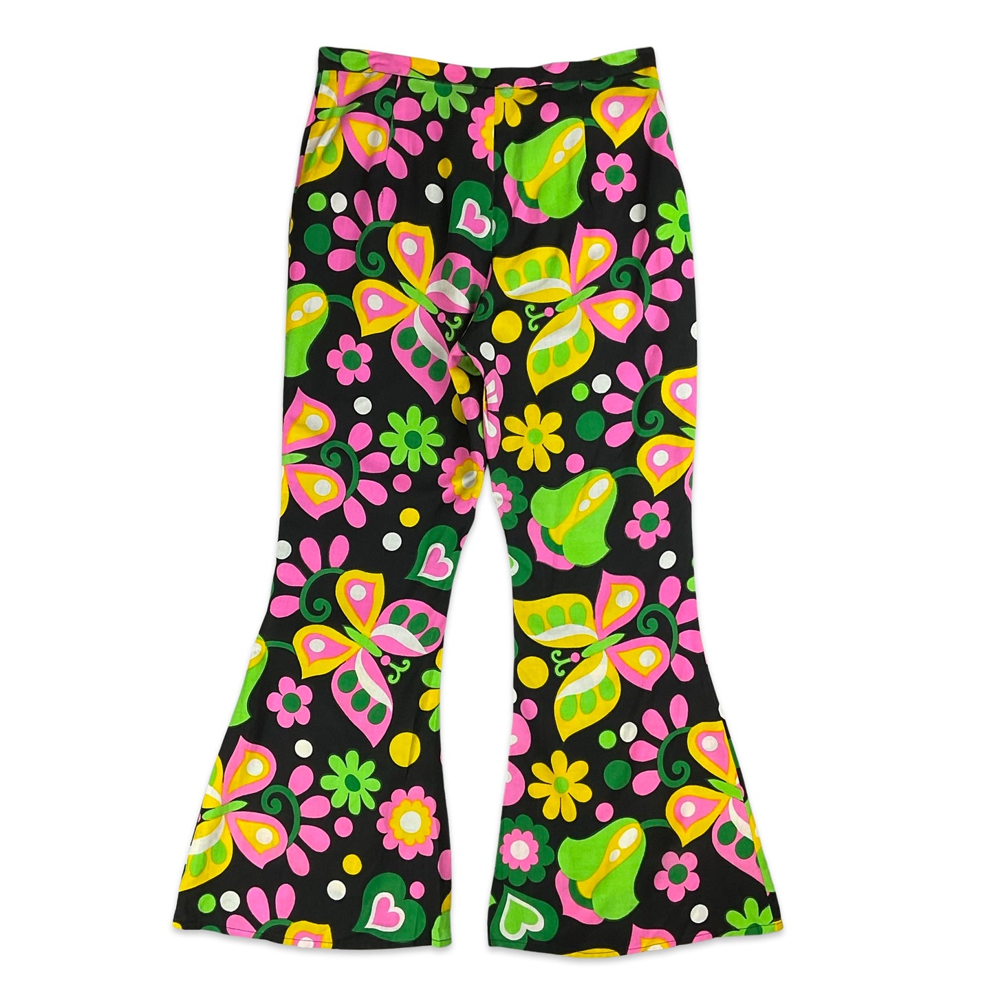 80s Bright Print Flared Trousers