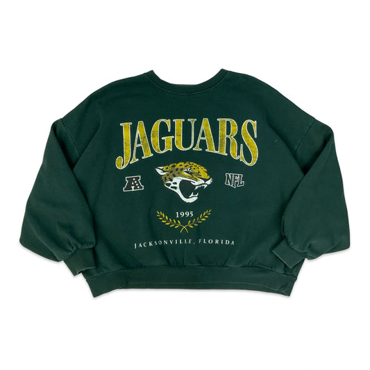 Vintage 90s NFL Jacksonville Jaguars Dark Green Graphic Print Sweatshirt L XL