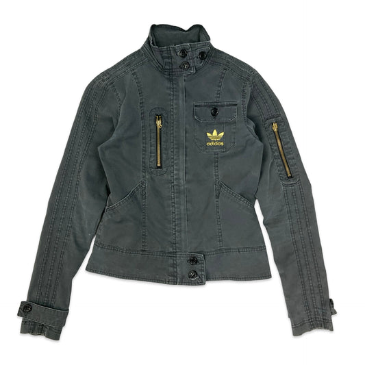00's Adidas Black Zip-up Denim Jacket 10