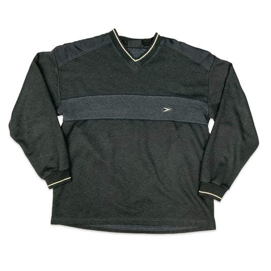 Vintage Y2K Black V-neck Sweatshirt L