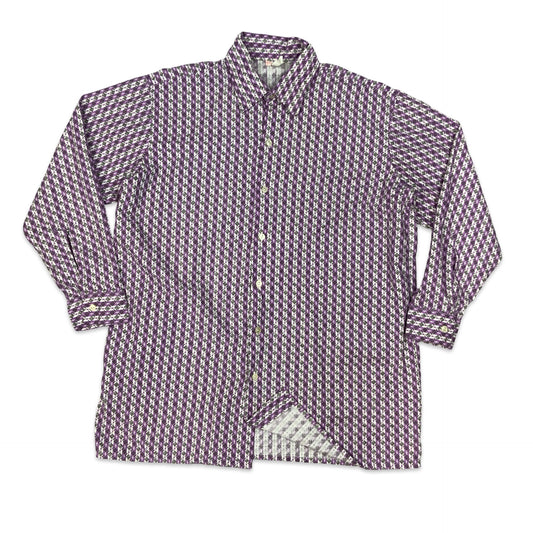 Vintage 70s Purple Abstract Print Shirt XL