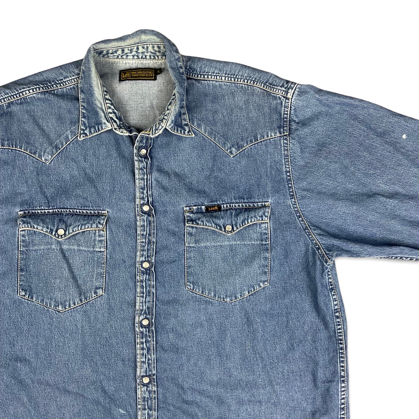 Vintage Lee Blue Denim Shirt L XL