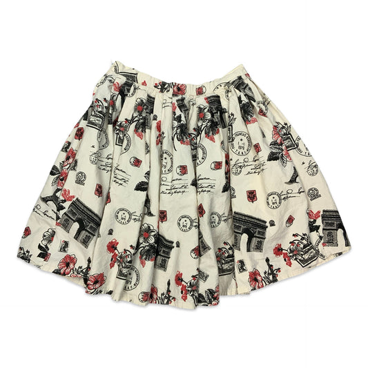 Vintage White Black & Red Pleated Skirt 10