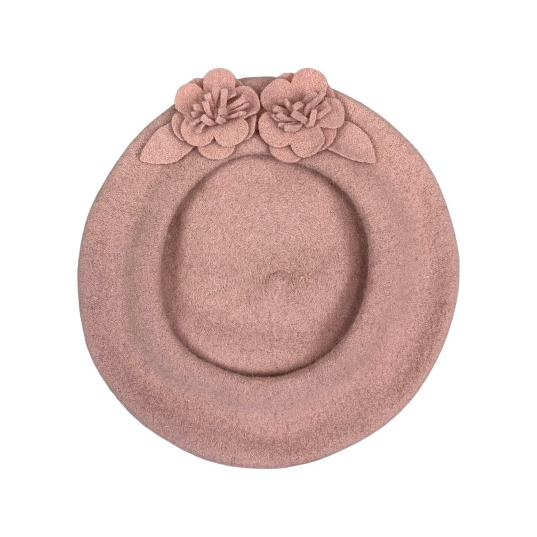 Vintage Pale Pink Appliqué Flower Beret