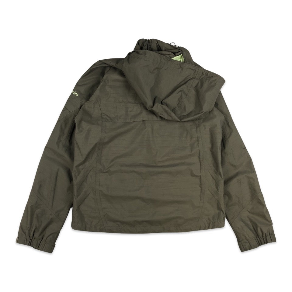 Vintage Columbia Grey and Green Hooded Waterproof Jacket 14 16 18