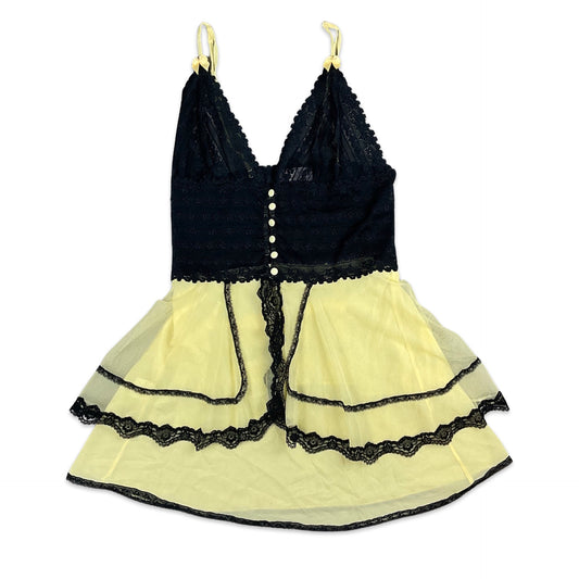 90s Y2K Black Yellow Babydoll Dress 6 8 10
