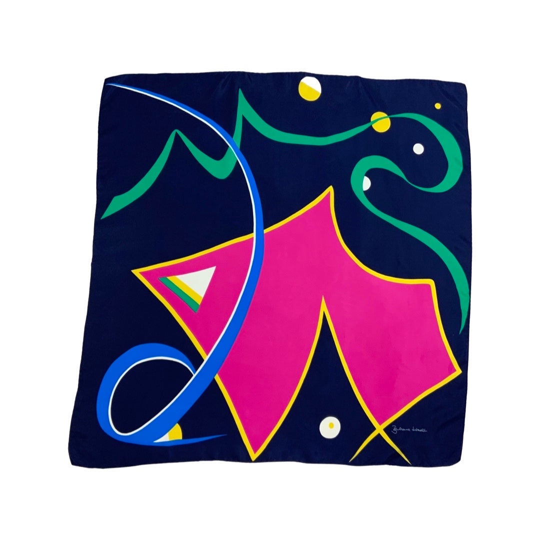 Vintage Abstract 80s Silk Scarf