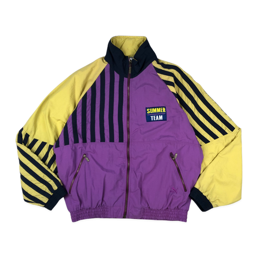 Vintage 90s Puma Yellow, Black, Purple "Summer Team" Shell Coat M
