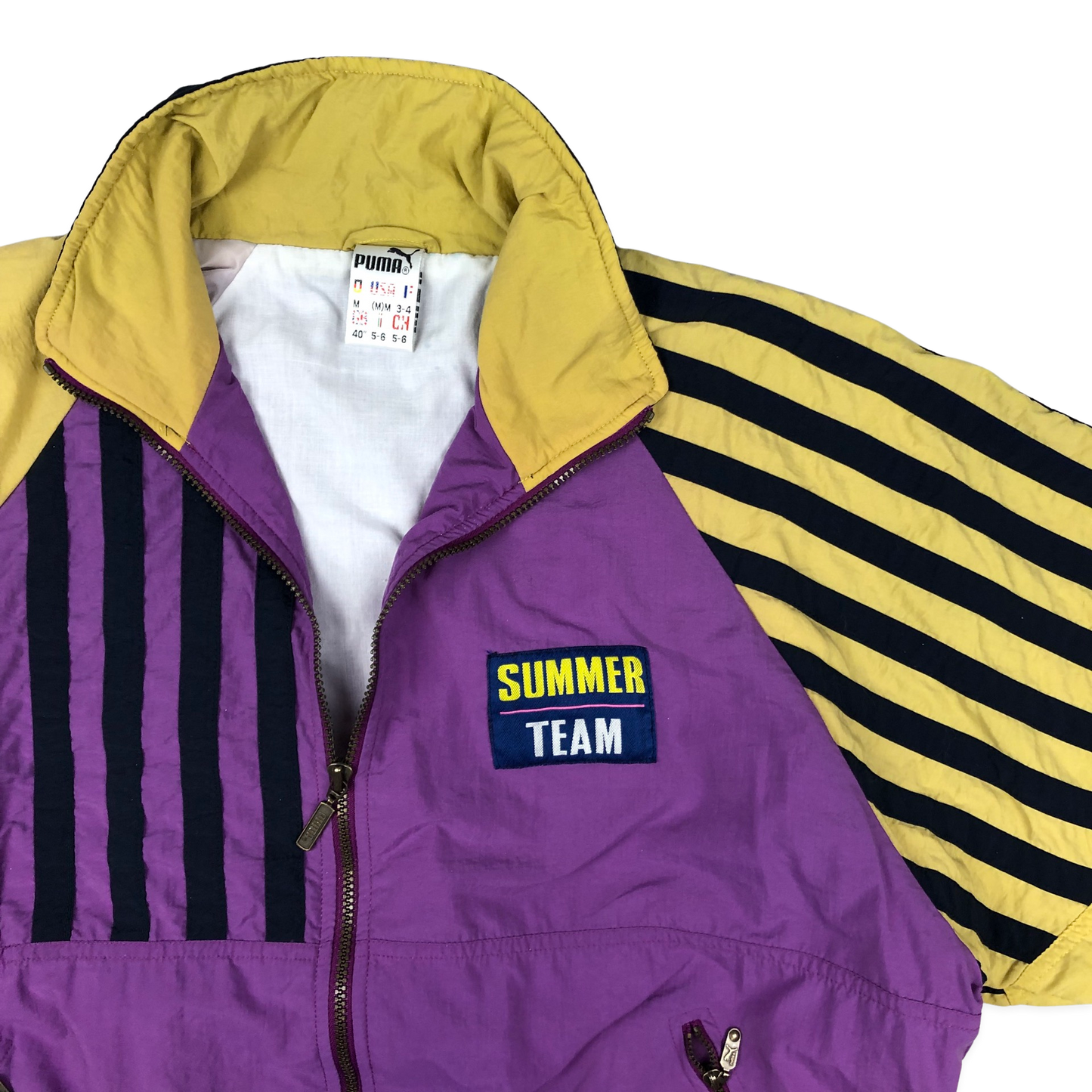 Vintage 90s Puma Yellow, Black, Purple "Summer Team" Shell Coat M