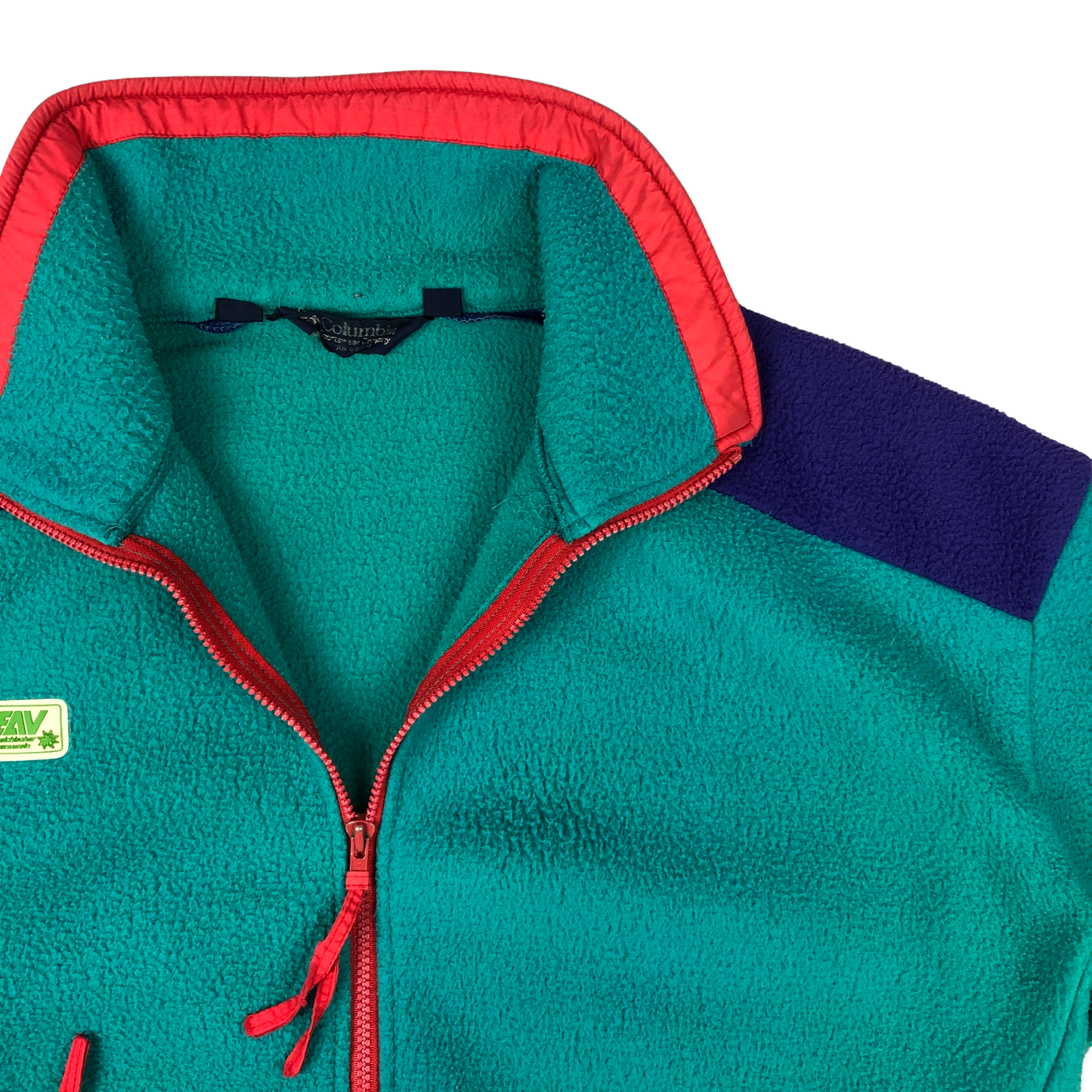 Vintage 80s Columbia Teal and Purple Zip-up Fleece