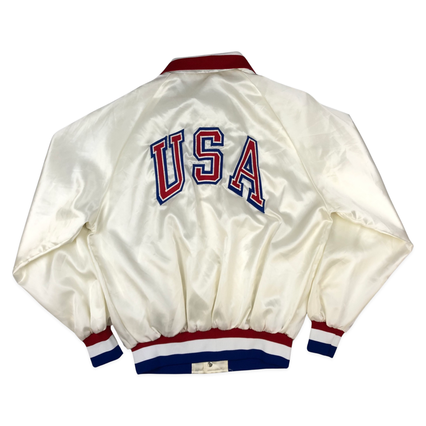 Vintage 80s "USA" White, Red, and Blue Varsity Windbreaker