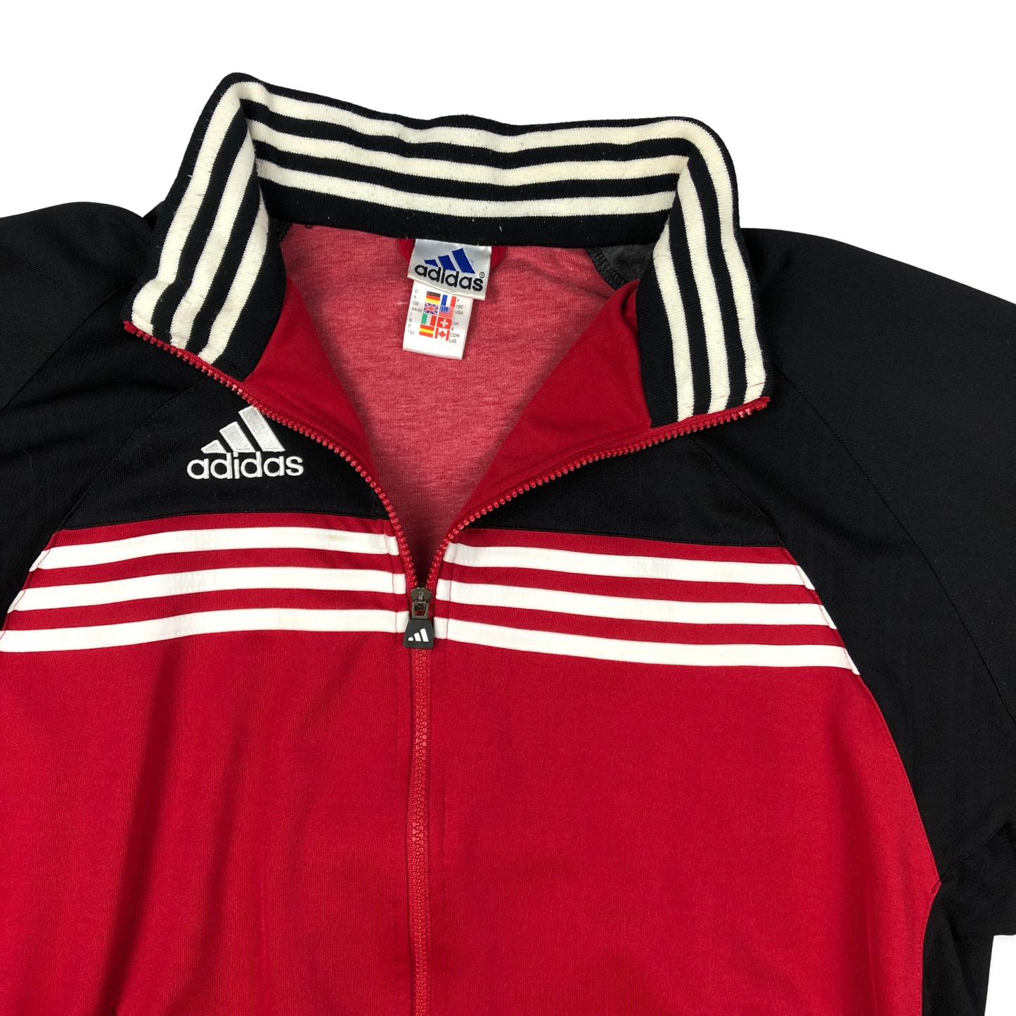 Vintage 90s Adidas Red and Black Zip-up Track Jacket 3XL