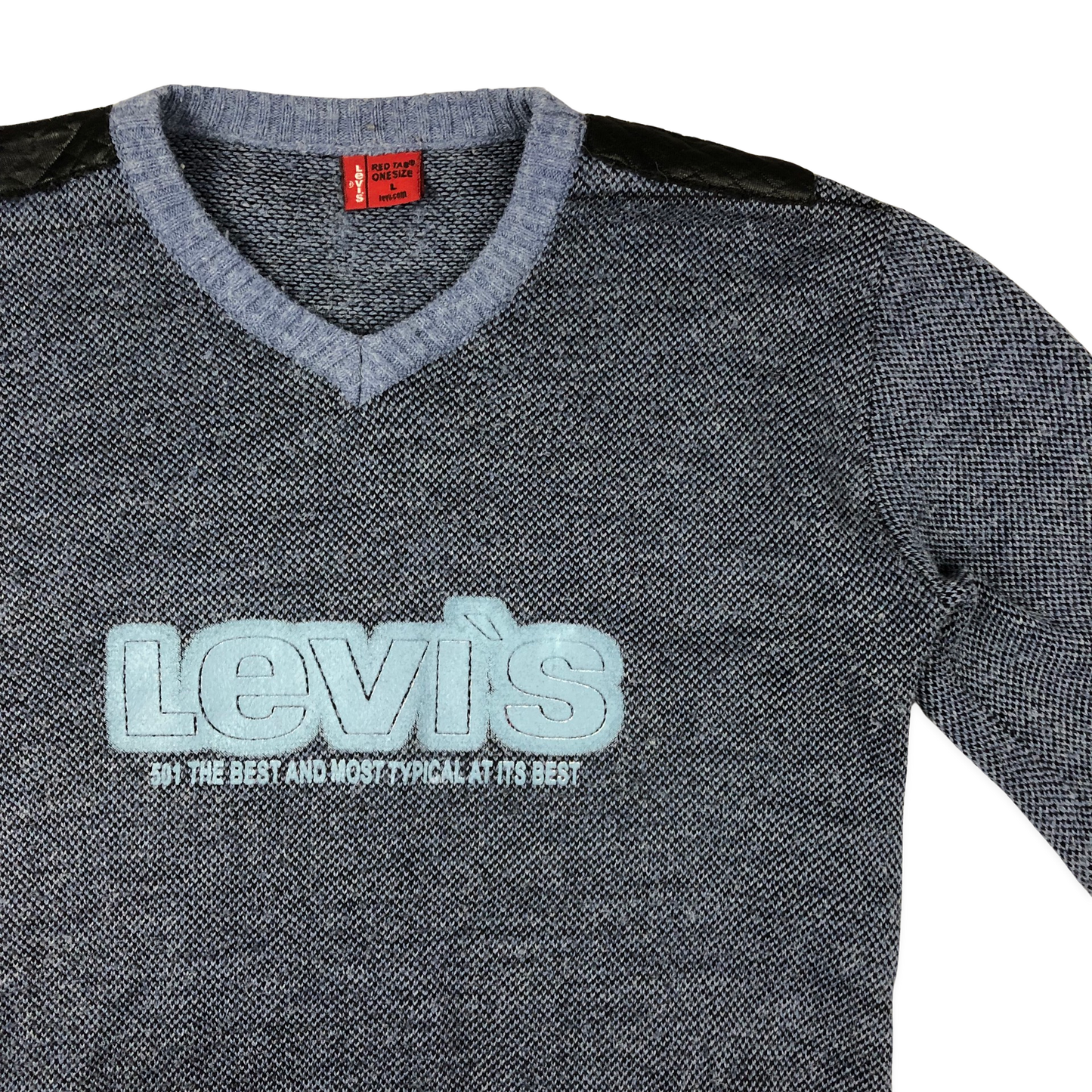 Vintage Levi's Spellout Navy Knitted Jumper Medium