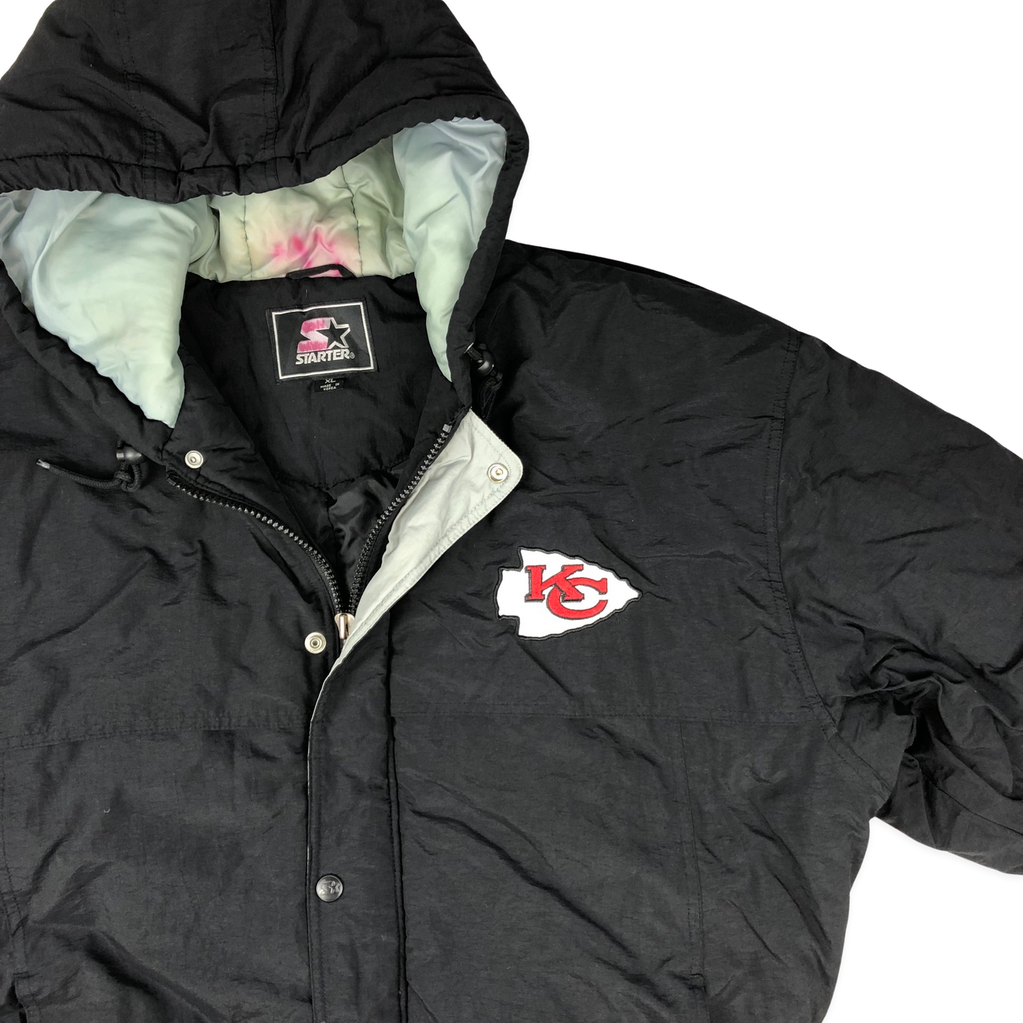 Vintage Starter Kansas City Chiefs Black Puffer Coat 3XL