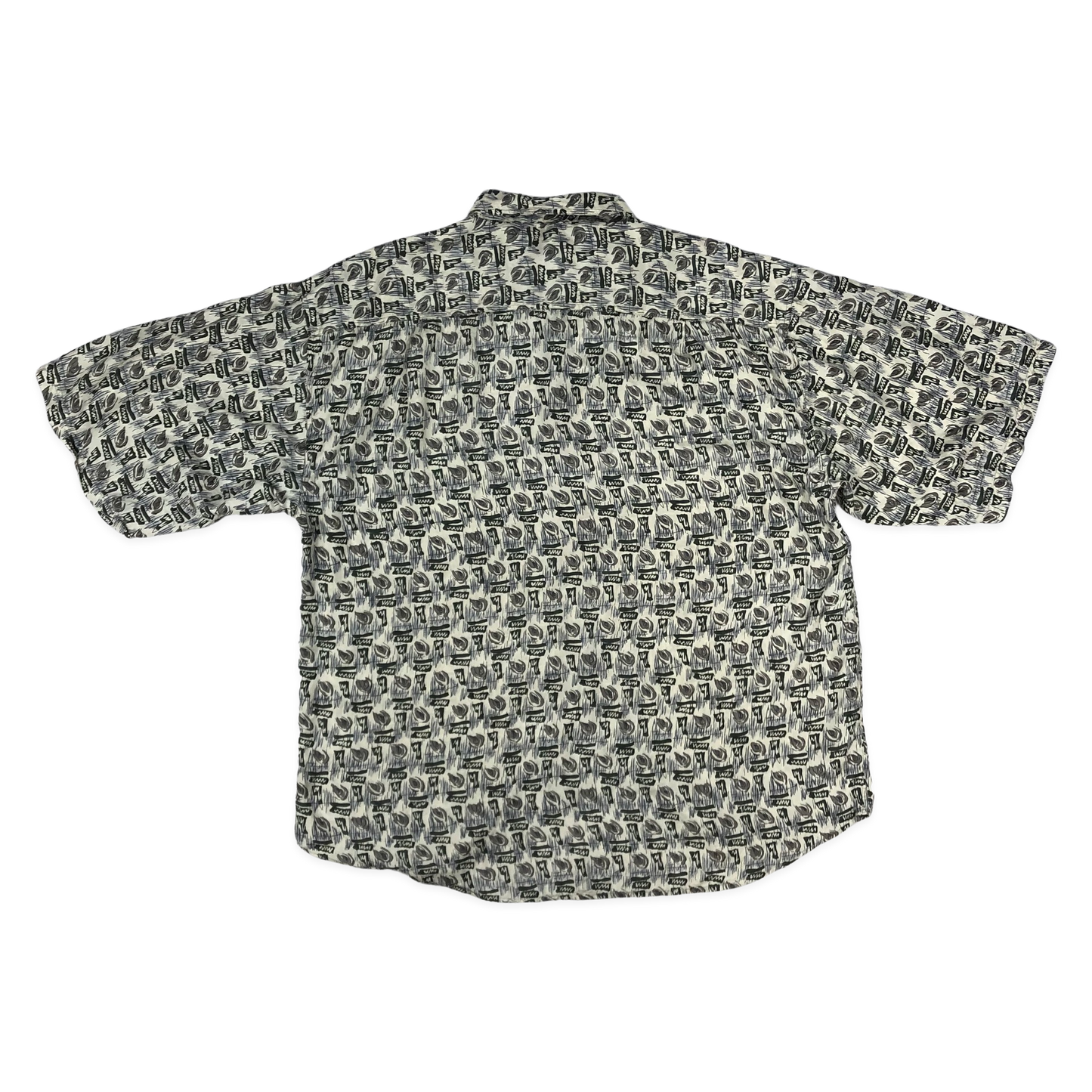 Vintage Abstract Print Silk Shirt 3XL