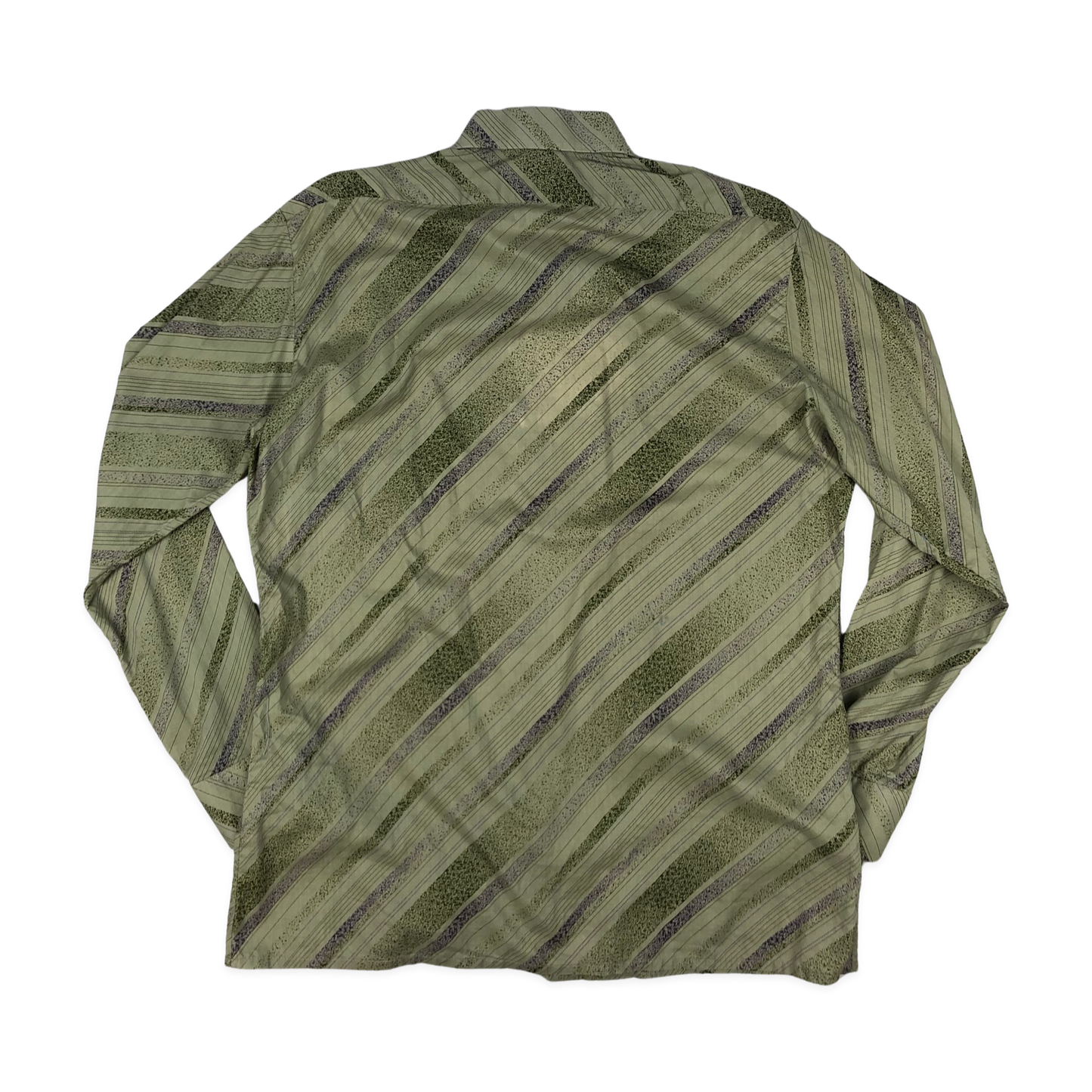 Vintage 70s Striped Print Green Shirt L