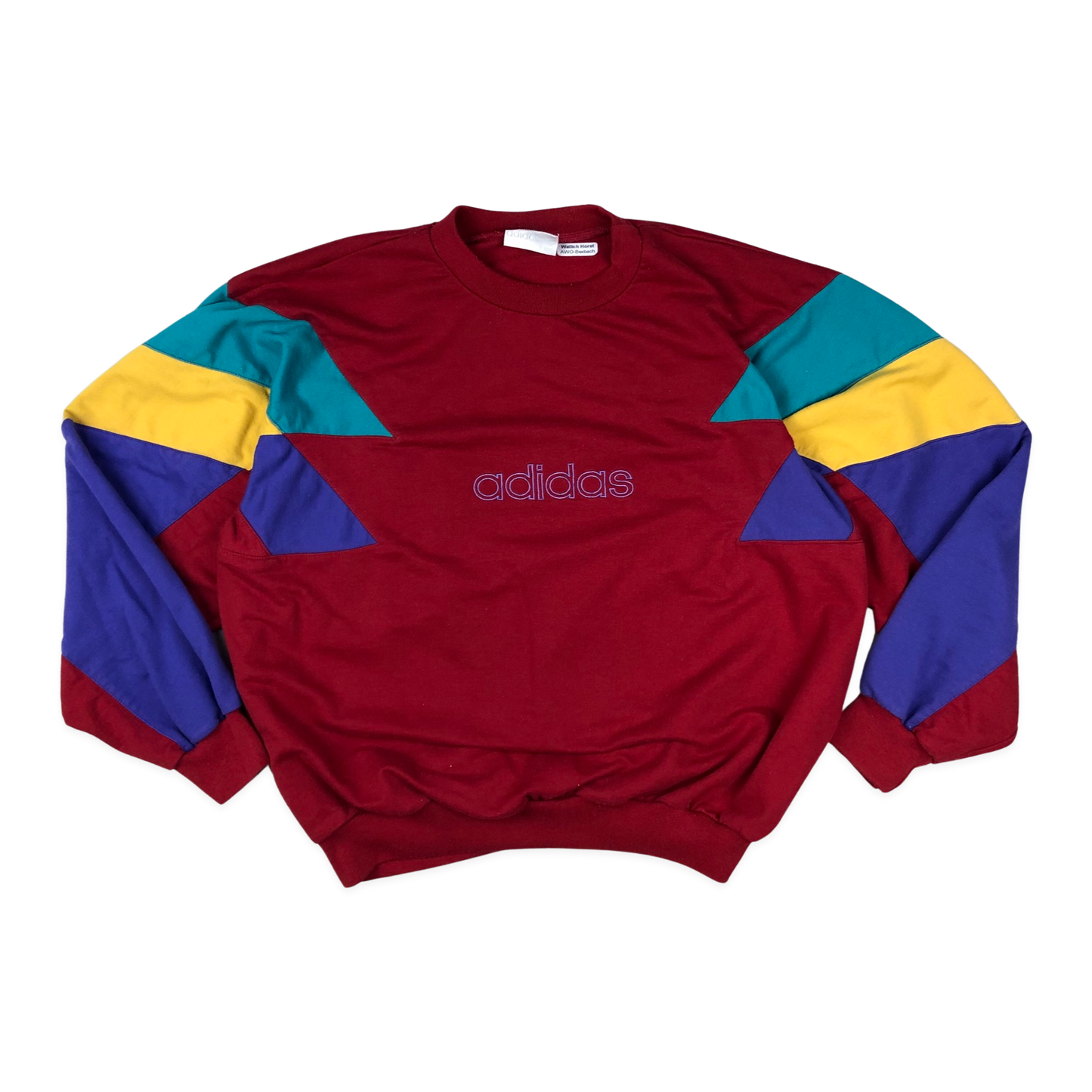 Vintage 90s Adidas Red Green Yellow Blue Sweatshirt L XL