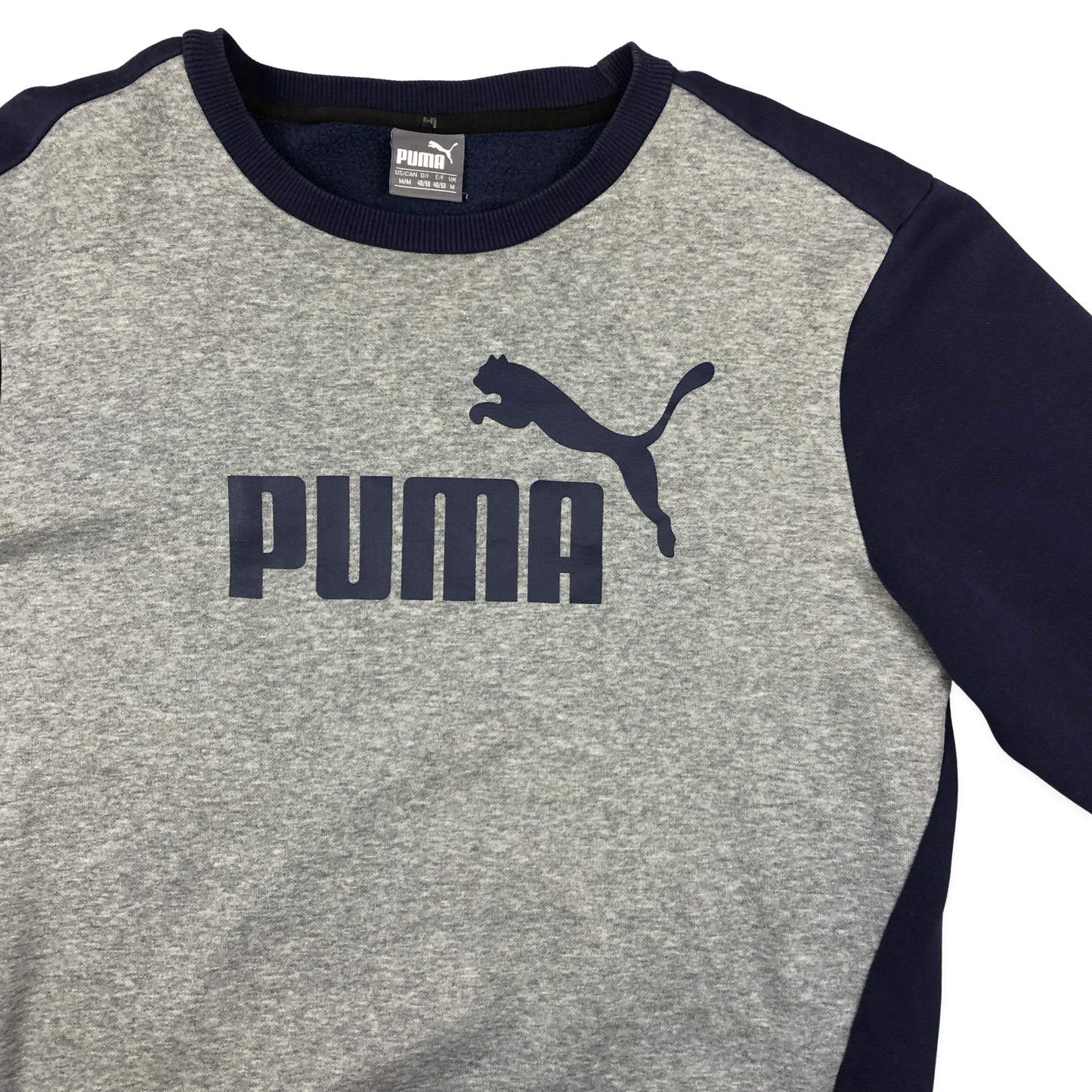 Vintage Puma Navy and Grey Sweatshirt L