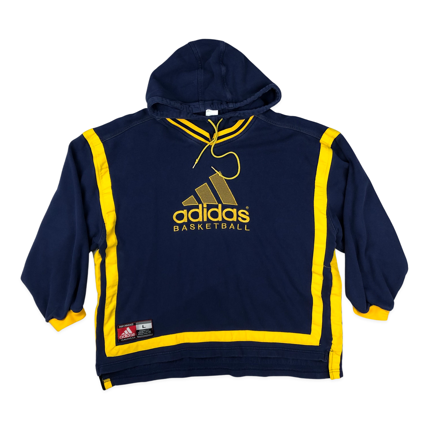 Vintage Adidas Basketball Blue and Yellow Hoodie Large-4XL
