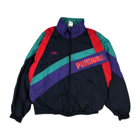 Vintage 90s Puma Black, Teal, Purple, and Red Shell Coat M L XL