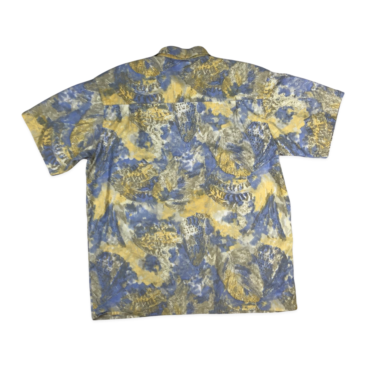 Vintage 80s Abstract Print Blue and Yellow Shirt XL