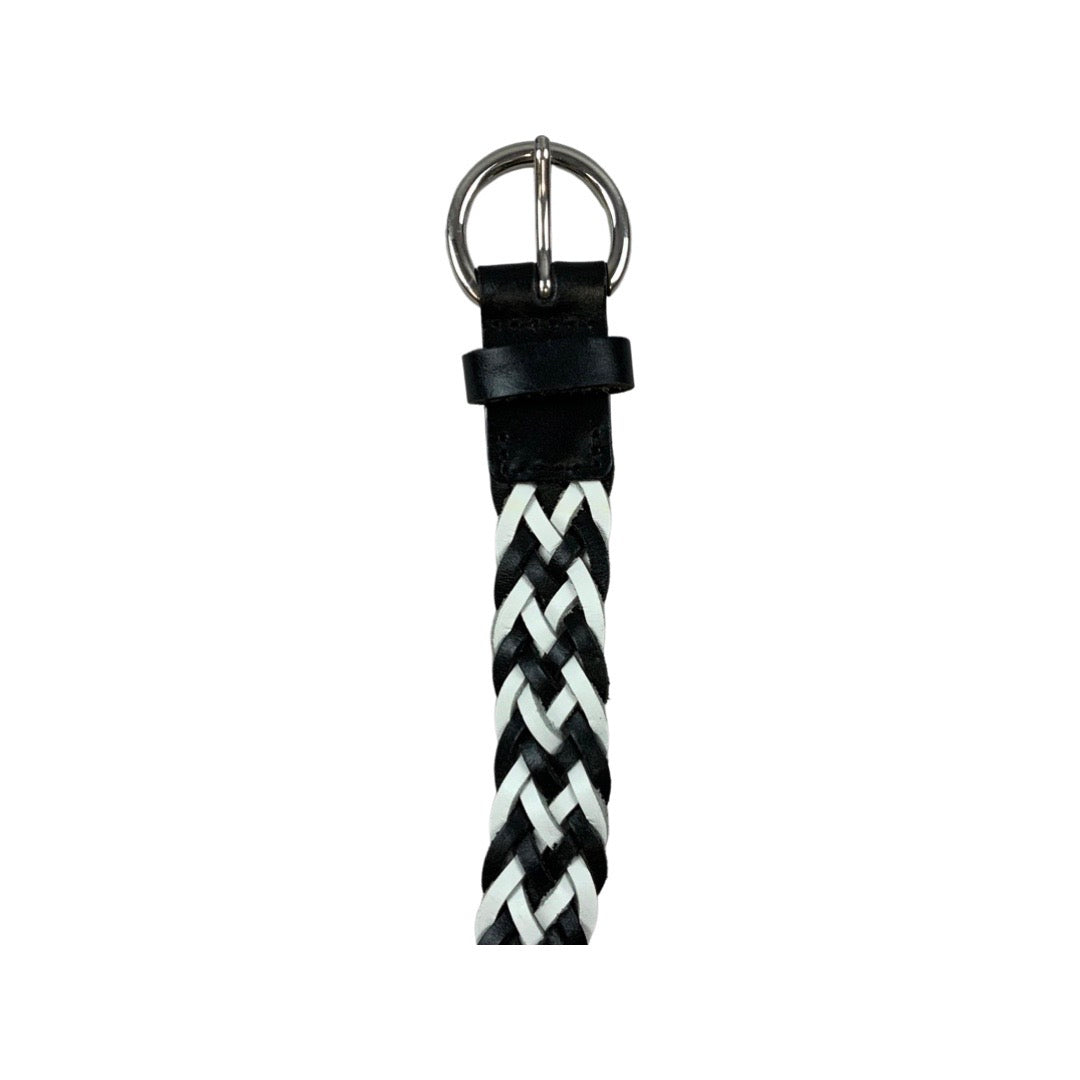 Vintage Braided Black White Leather Belt