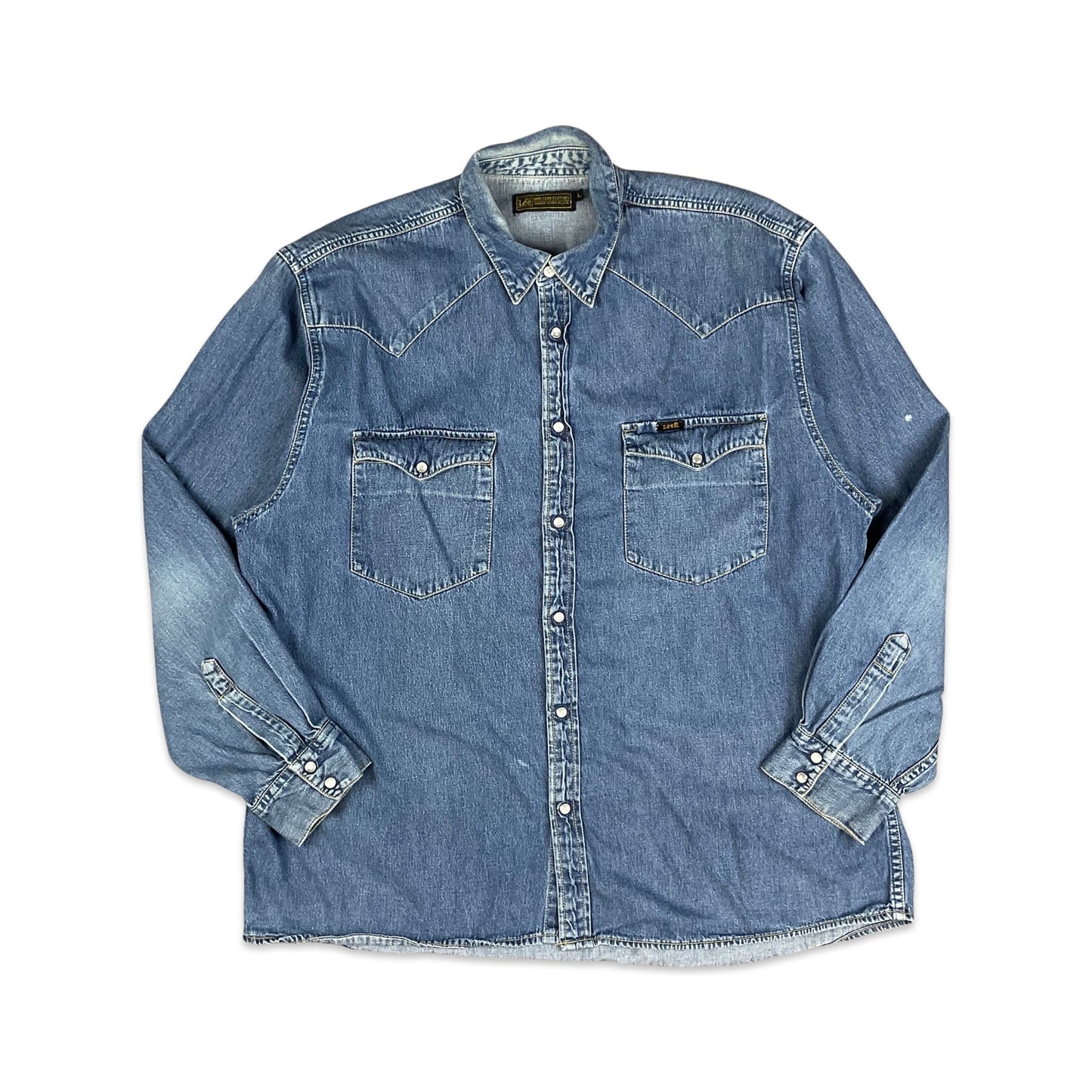 Vintage Lee Blue Denim Shirt L XL