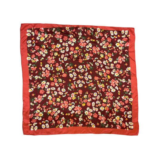 Vintage Red Floral Silk Scarf