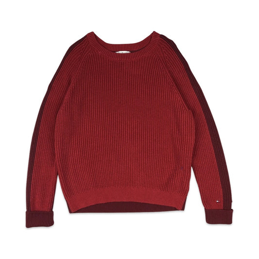 Tommy Hilfiger Two Tone Red Knit Jumper M